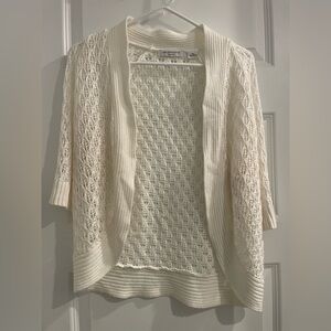 Liz Claiborne Ivory Open-Knit Cardigan